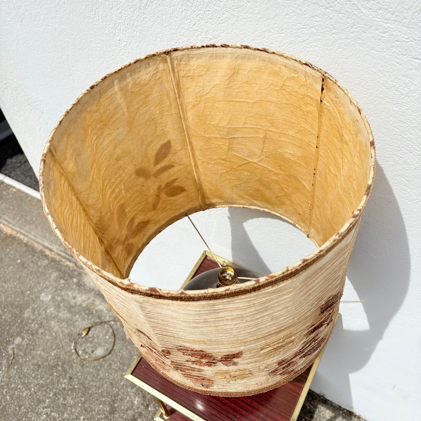 Lampe en grès, abat jour herbier