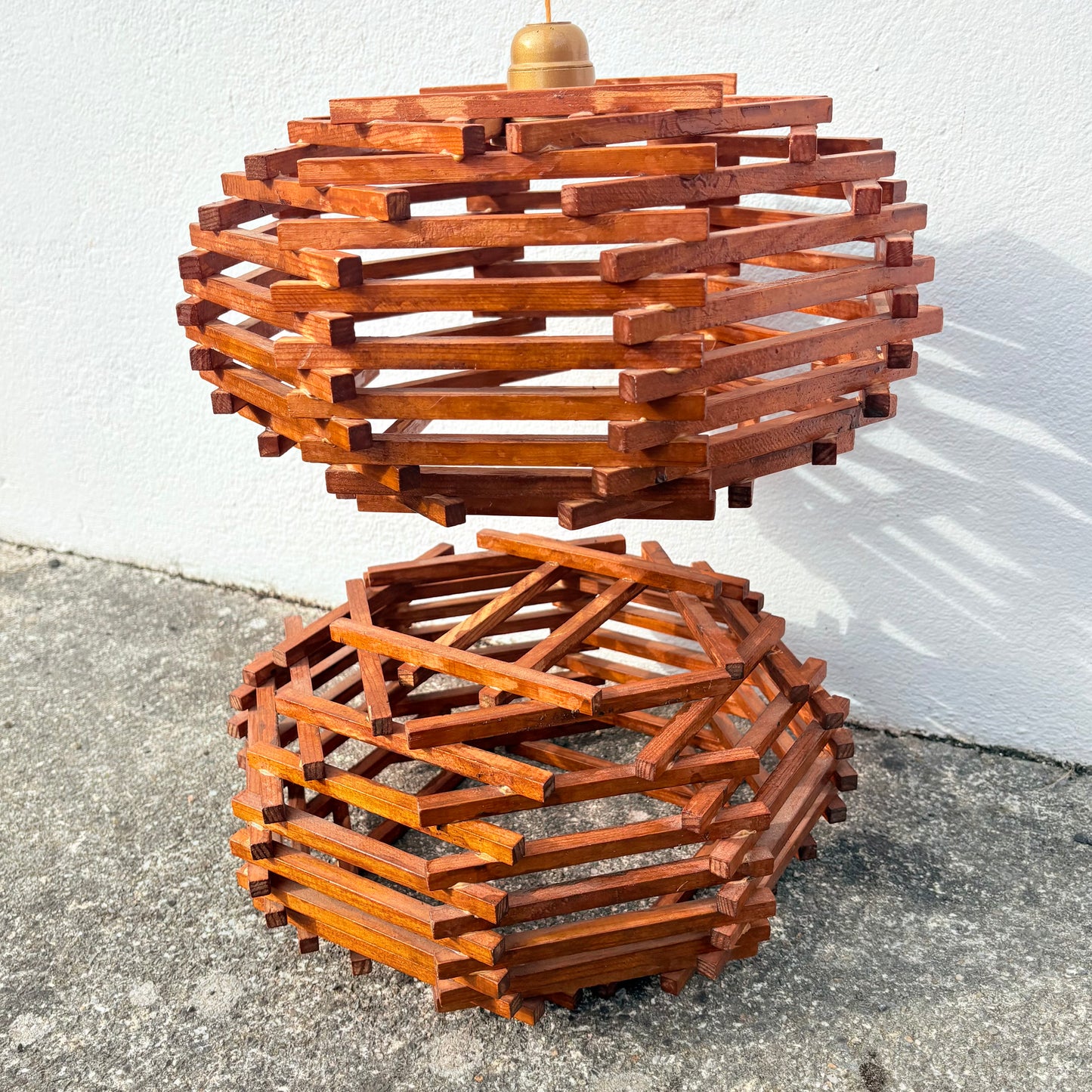 Abat jour en bois vintage