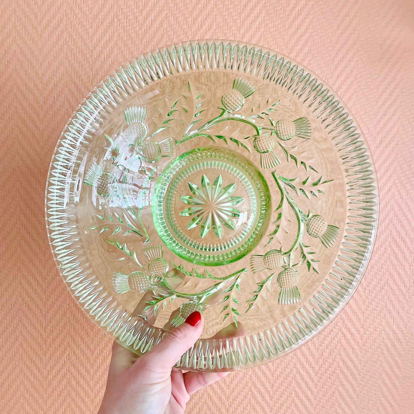 Saladier en verre vert