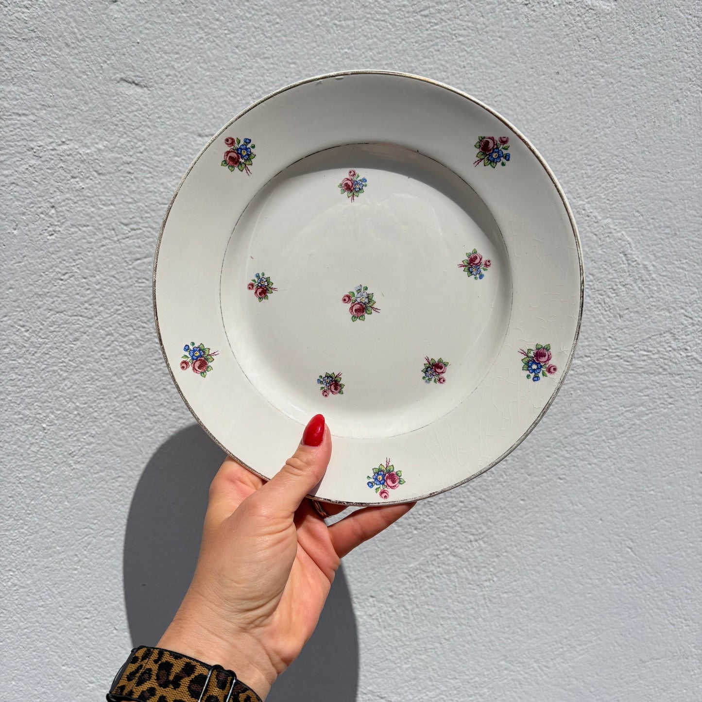 Lot de 12 assiettes motif fleuri
