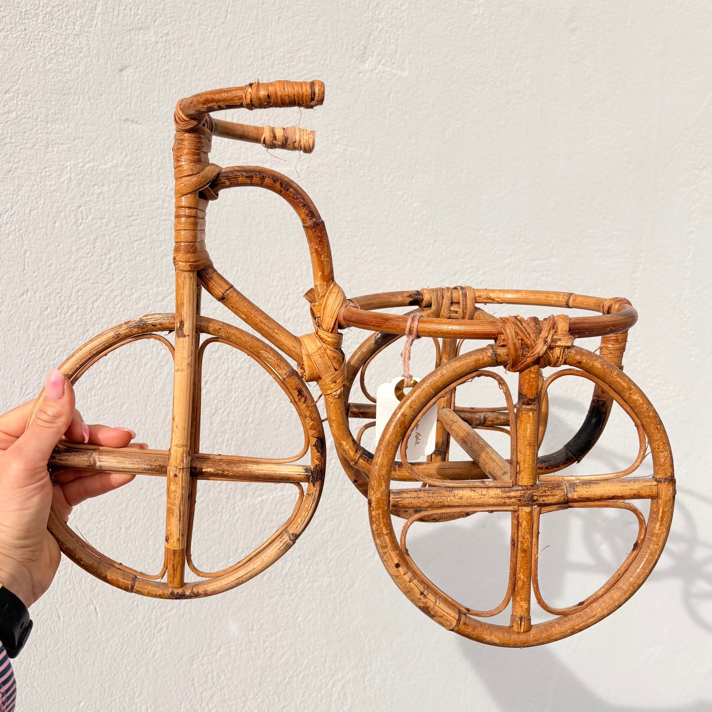 Porte plante en rotin vélo