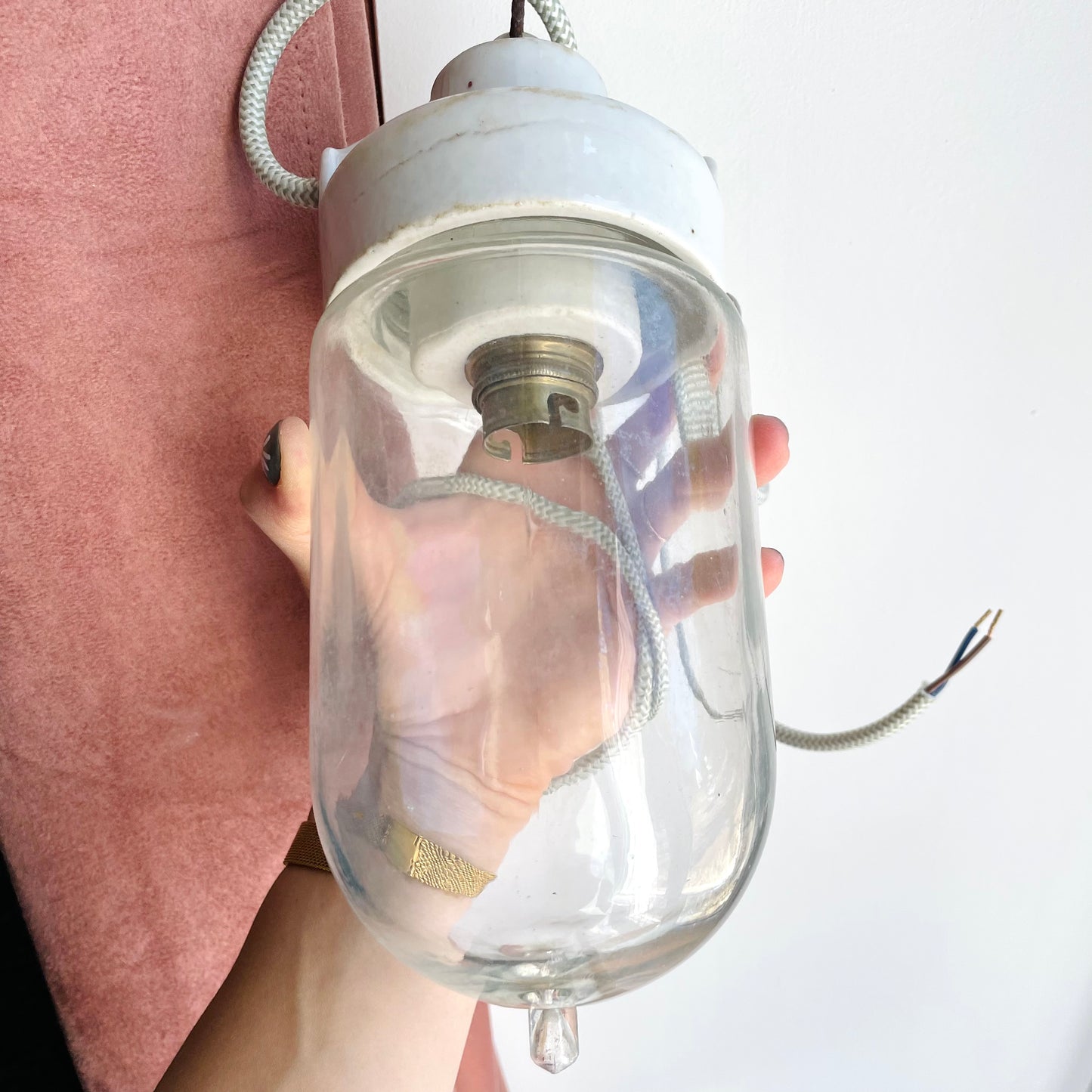 Lampe globe avec support en céramique