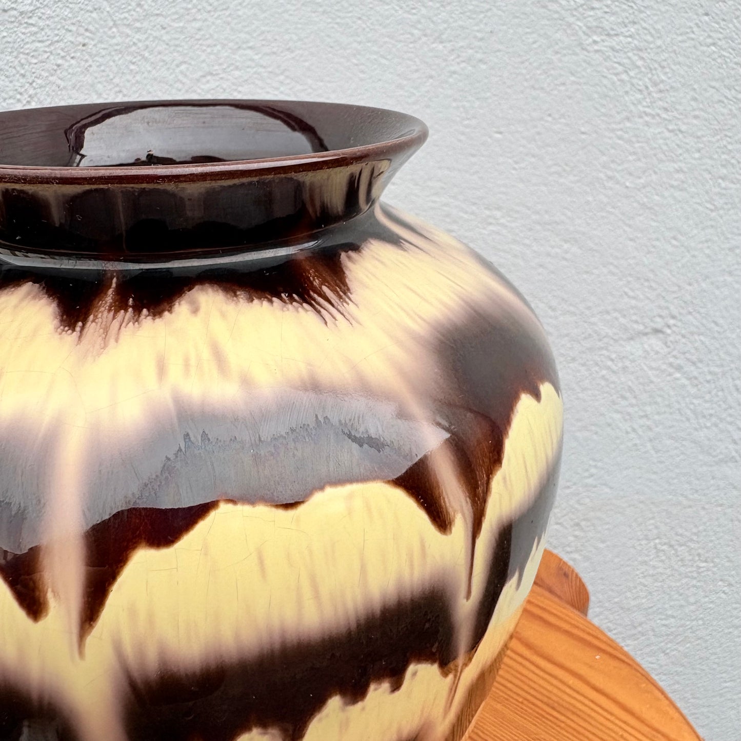 Vase West Germany marron et jaune pale
