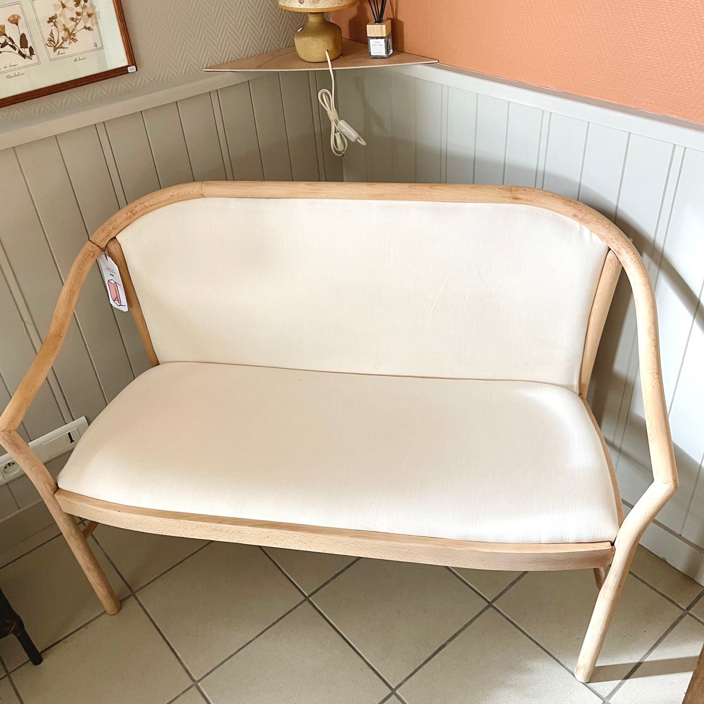 Banquette en bois et tissu