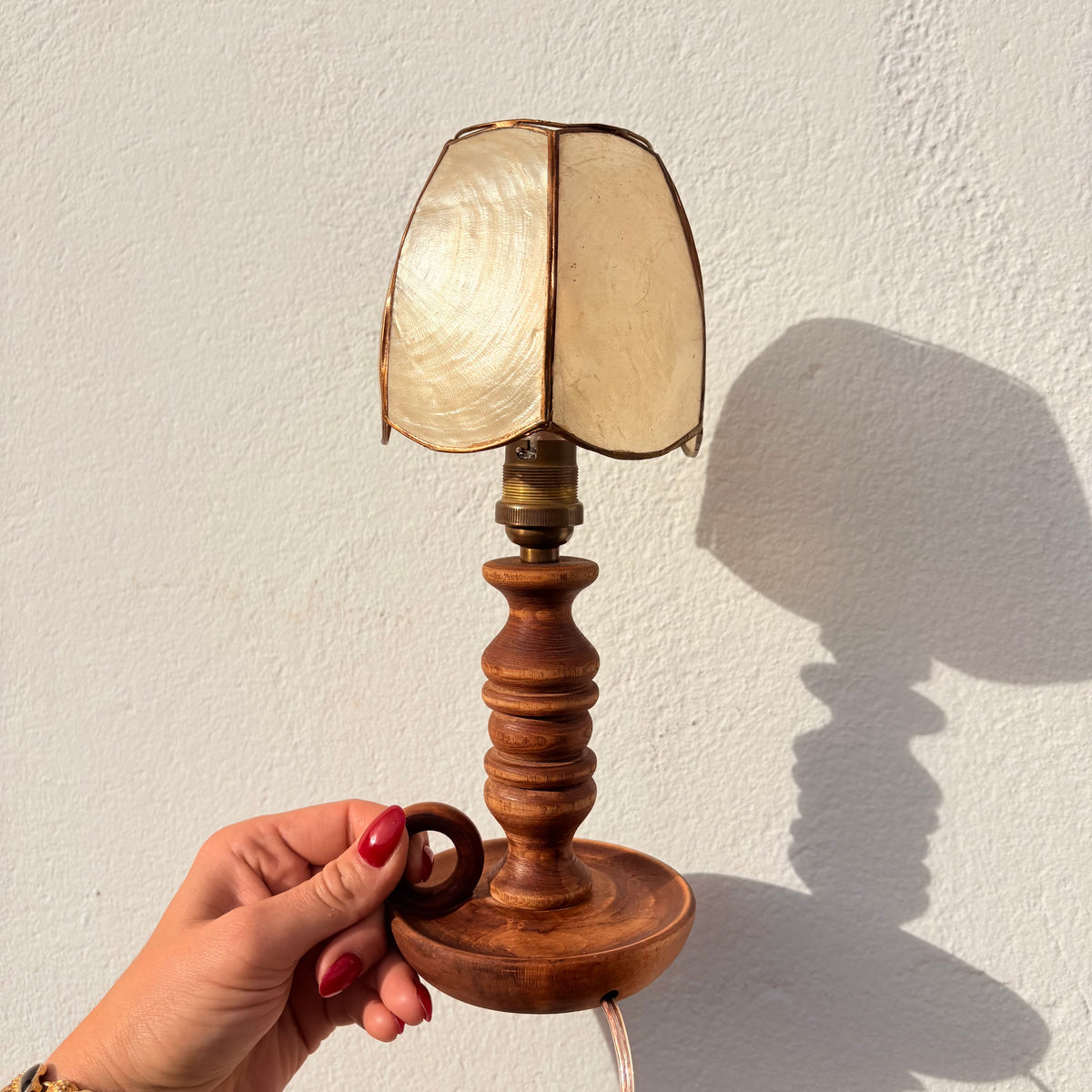 Petite lampe bois et nacre