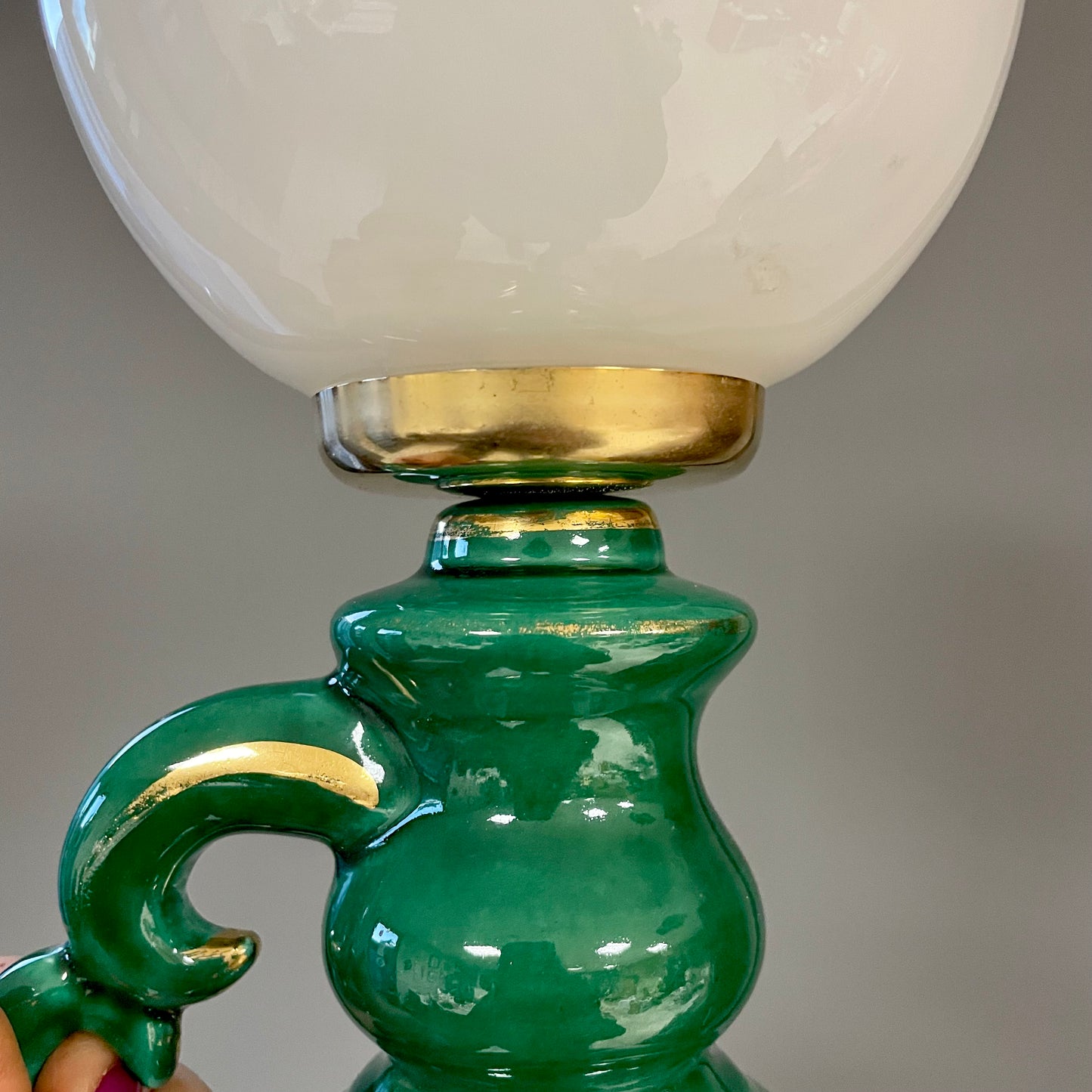 Lampe céramique verte