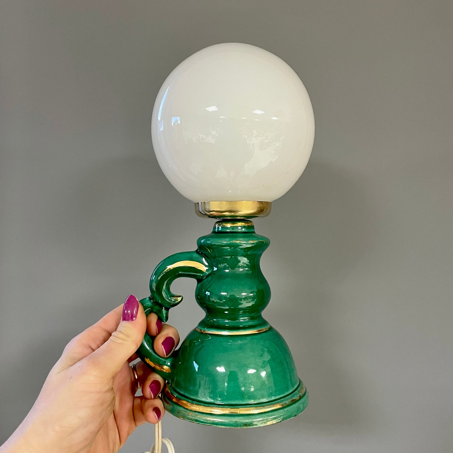 Lampe céramique verte