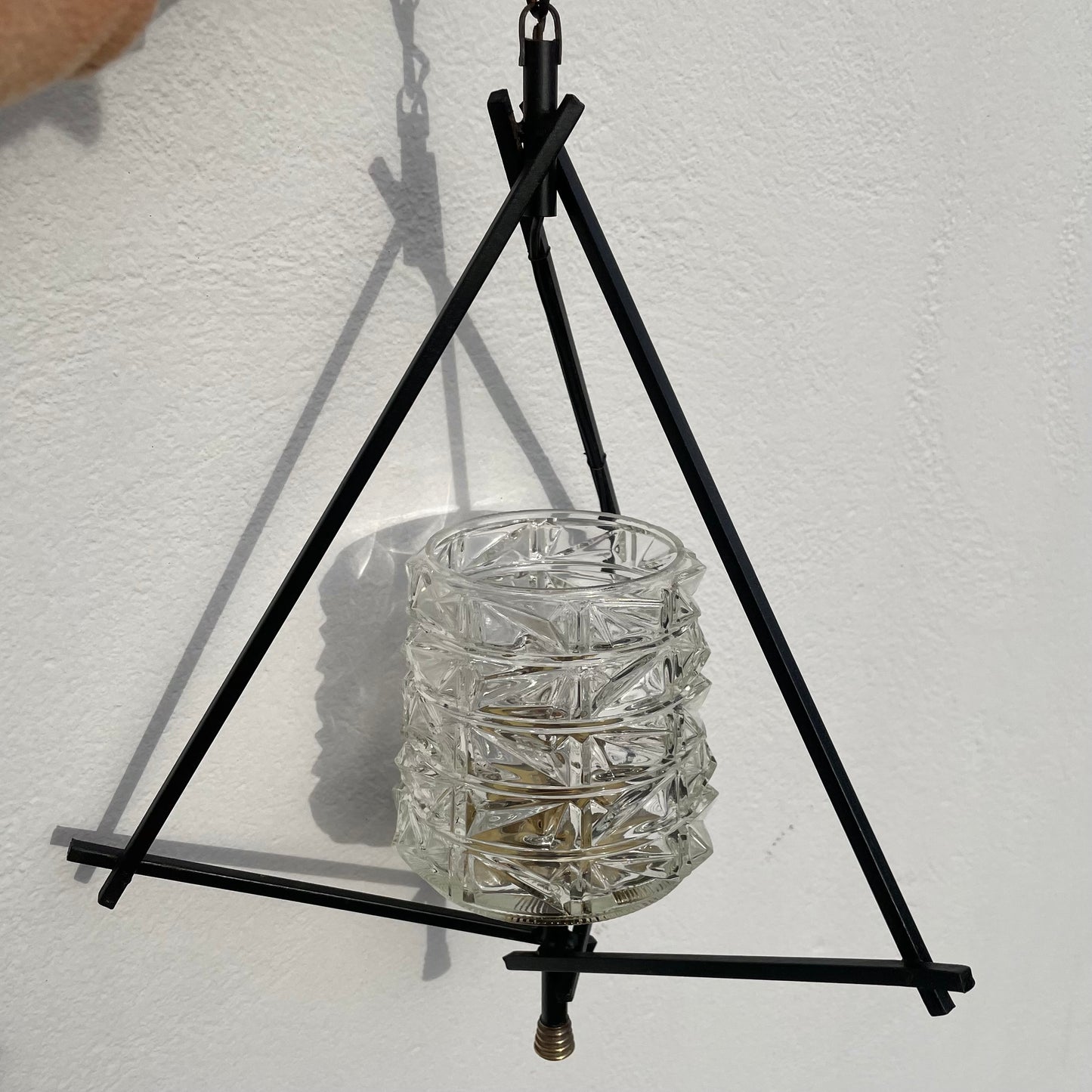 Lustre ancien en métal et verre