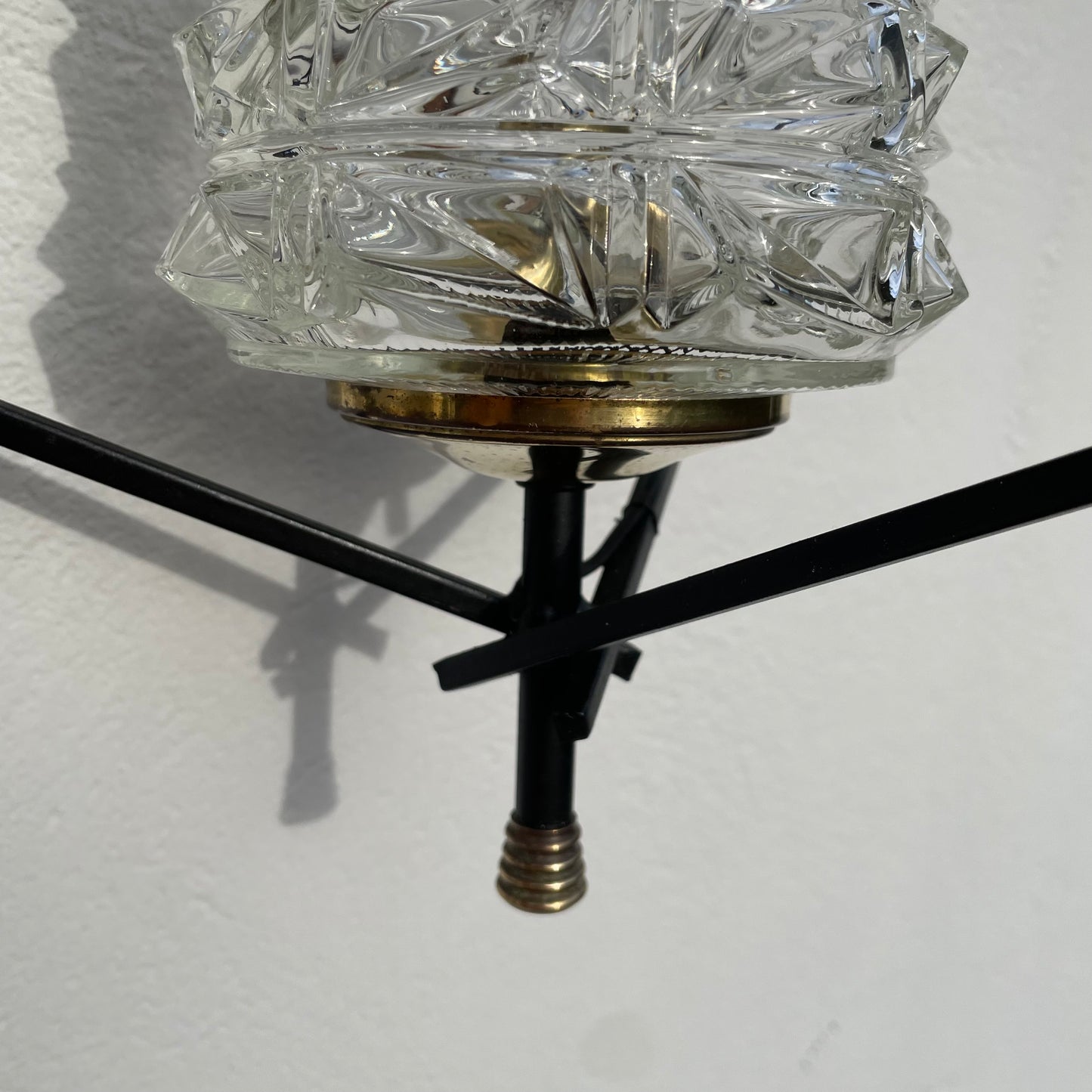 Lustre ancien en métal et verre