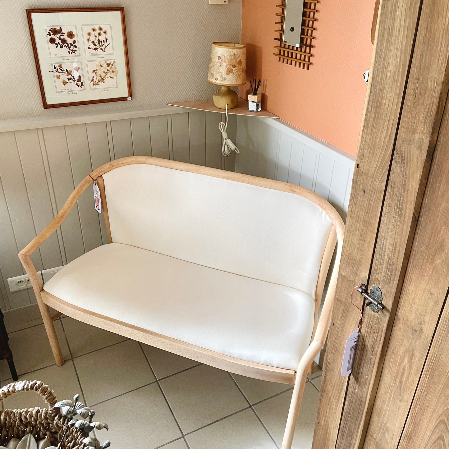 Banquette en bois et tissu