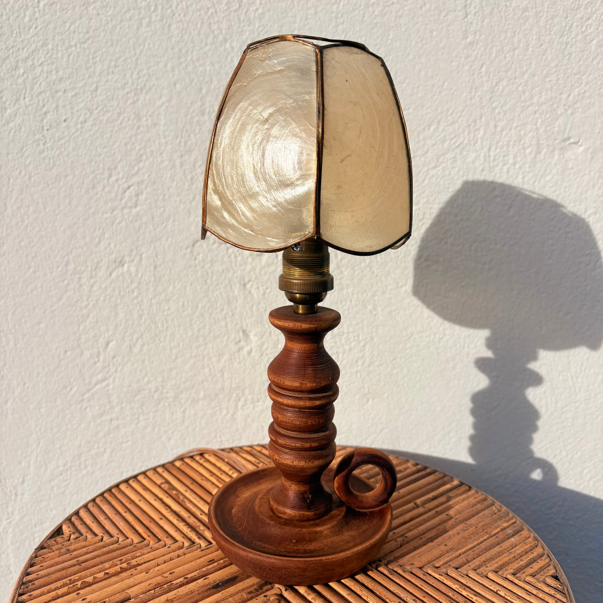 Petite lampe bois et nacre