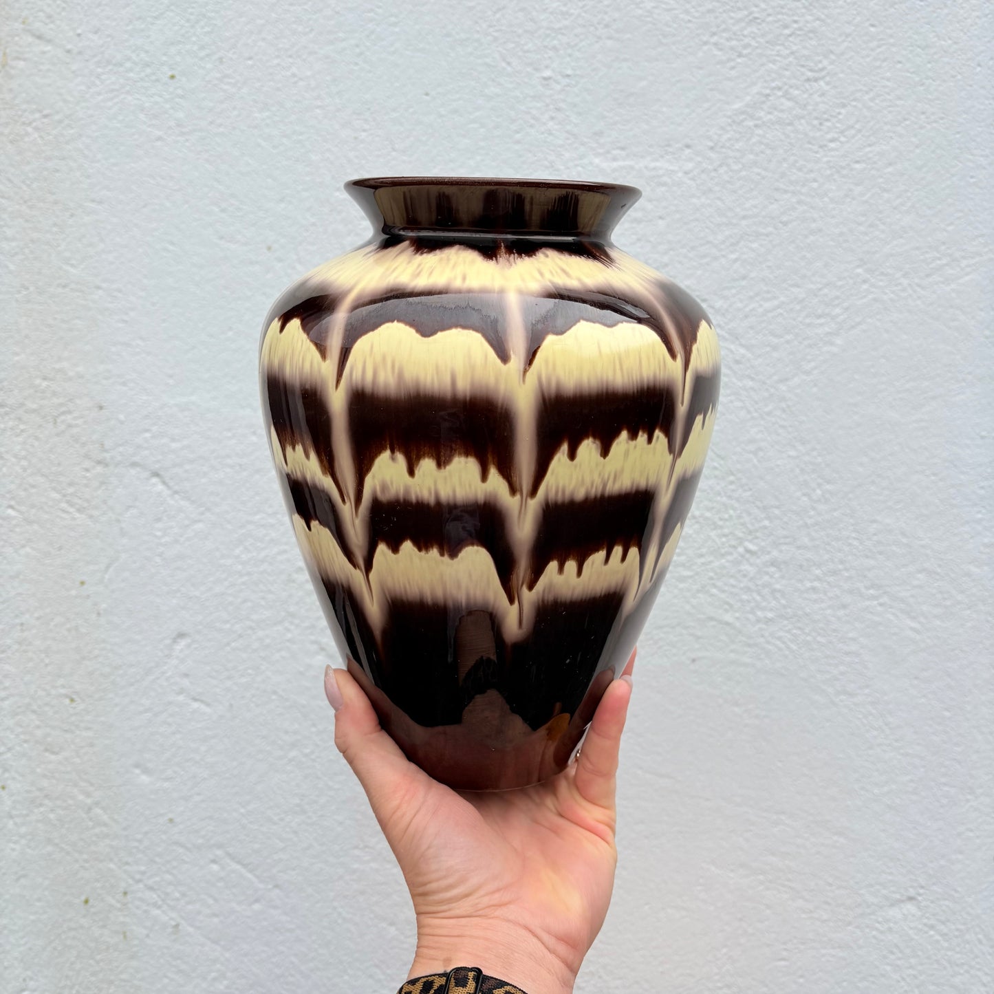 Vase West Germany marron et jaune pale