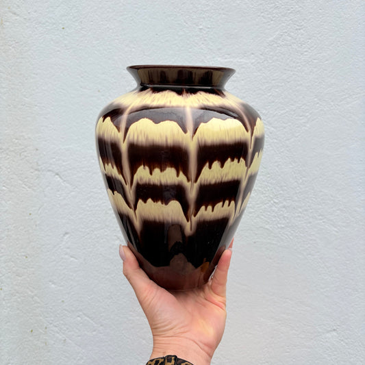 Vase West Germany marron et jaune pale