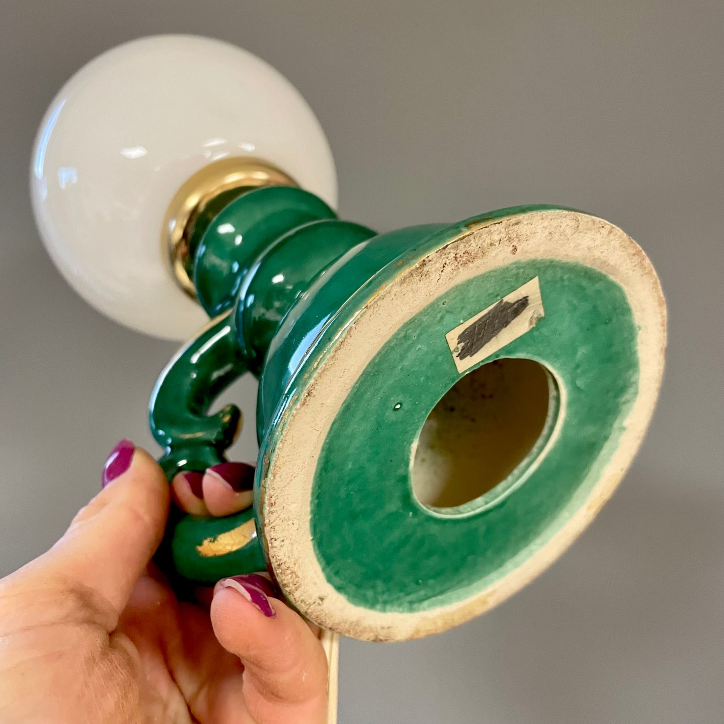 Lampe céramique verte