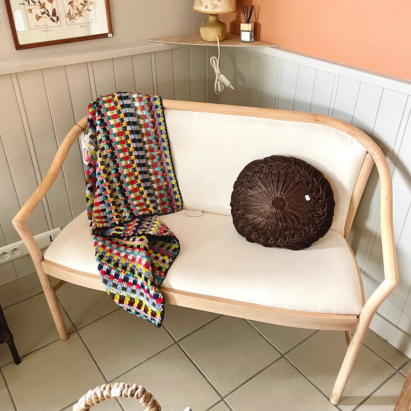 Banquette en bois et tissu