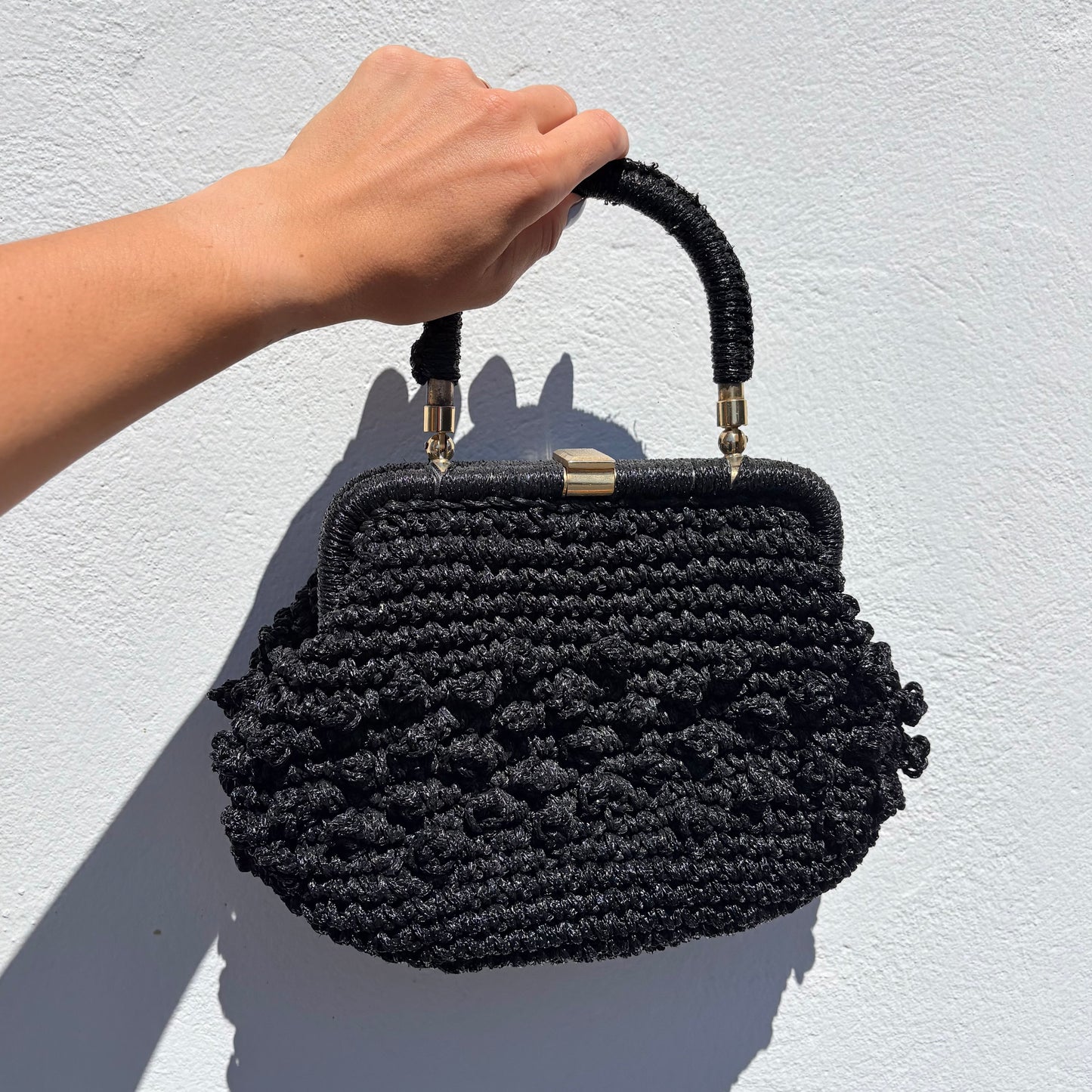 Sac noir ancien en crochet
