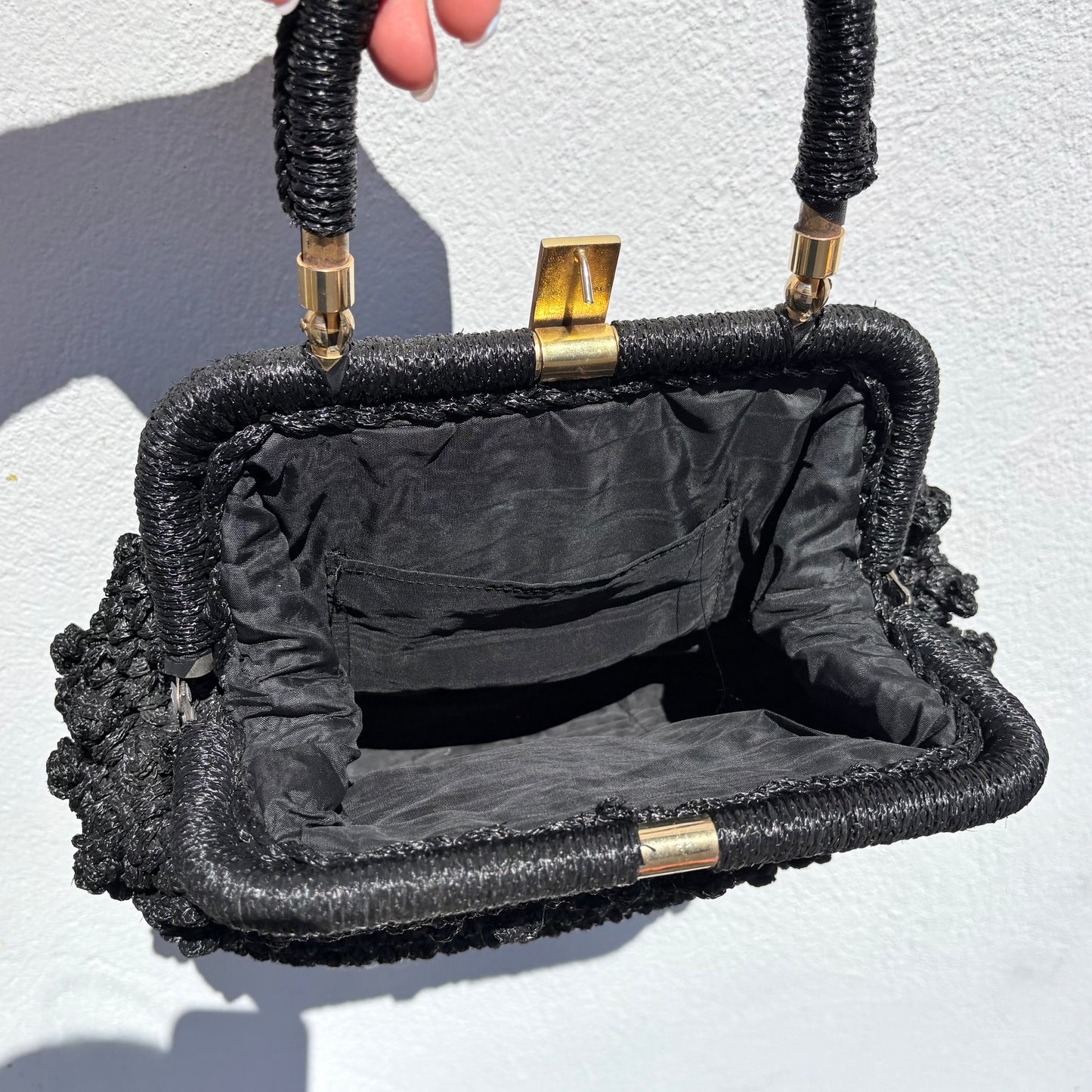 Sac noir ancien en crochet