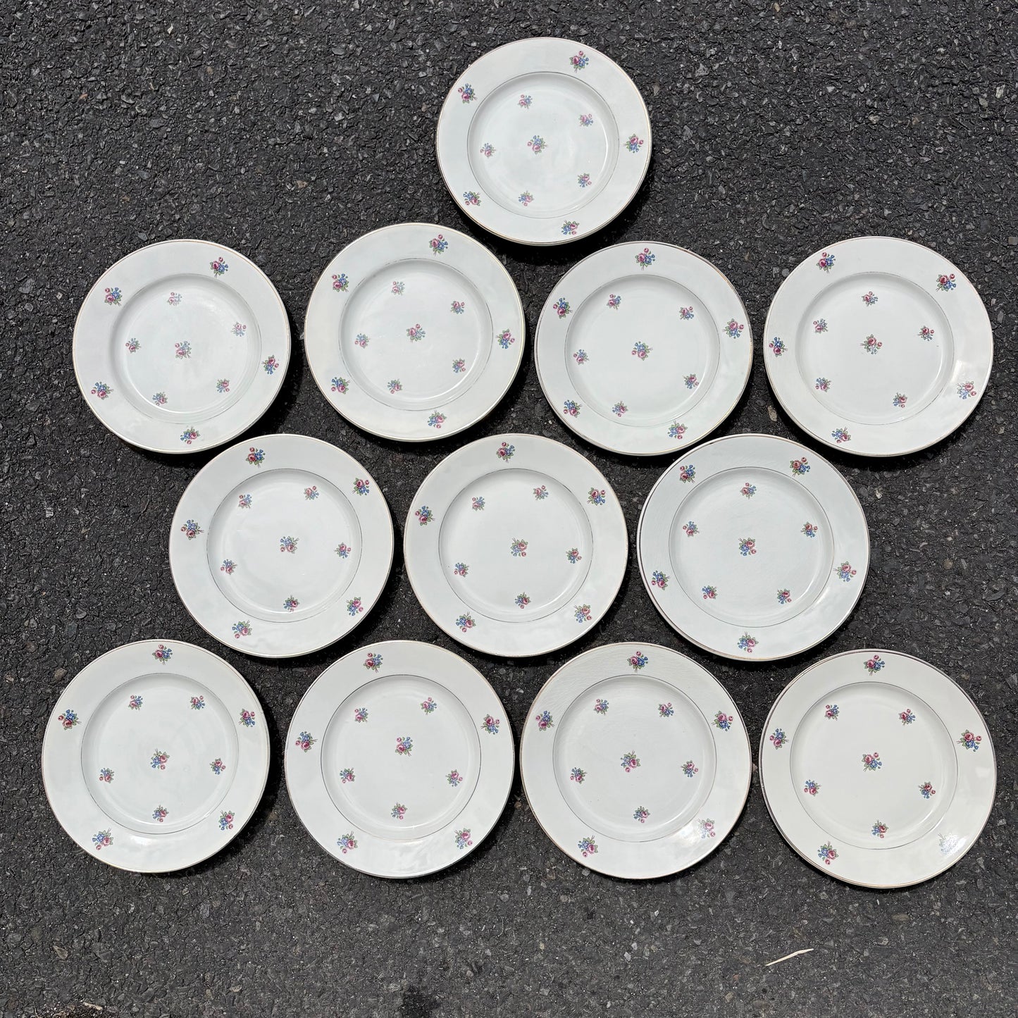 Lot de 12 assiettes motif fleuri