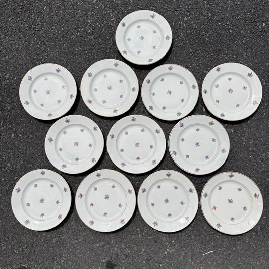 Lot de 12 assiettes motif fleuri