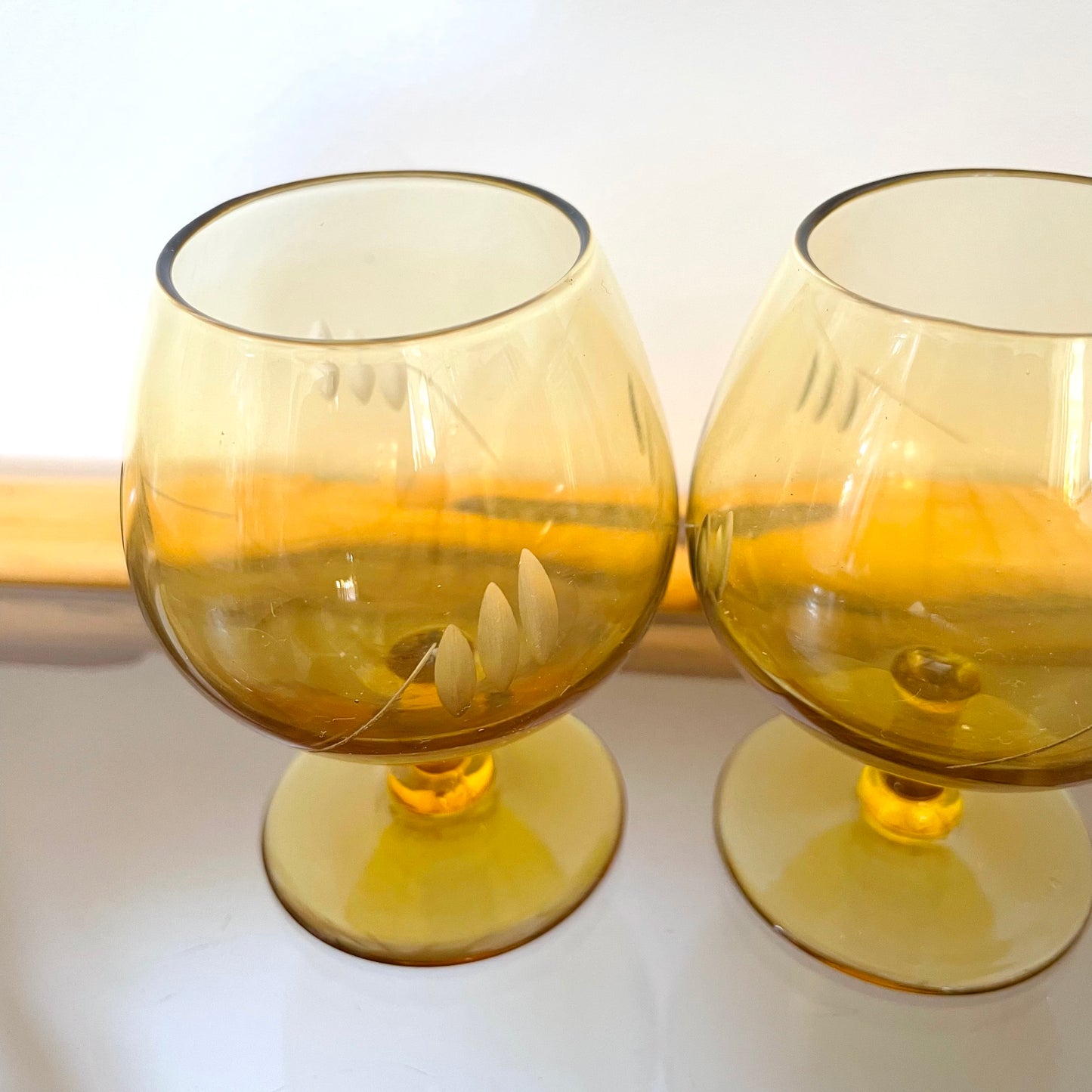 Lot de 6 verres à cognac ambrés