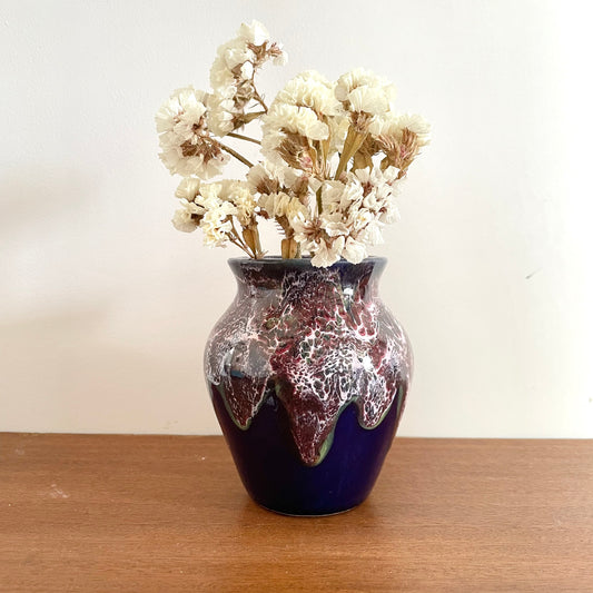 Vase en céramique émaillée bleu et violet